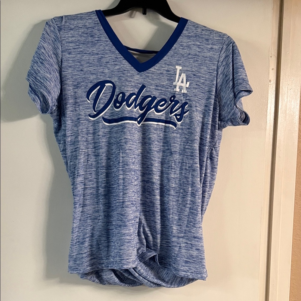 Heather Blue LA Dodgers V-Neck T-Shirt Wrap Back Size XL